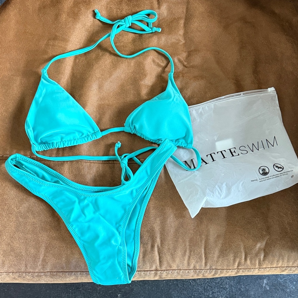 Matte Swim Turquoise Bikini Set